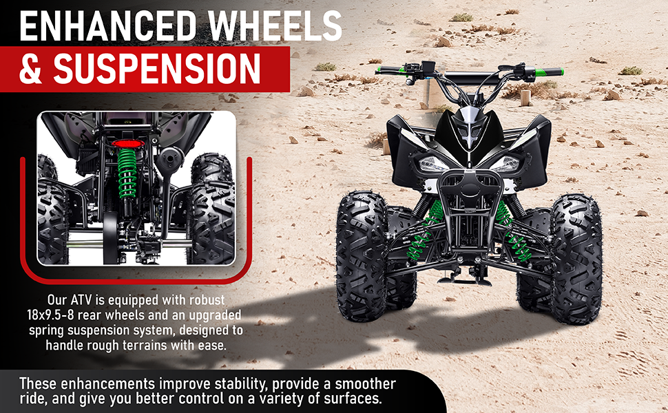 Automatic 125cc ATV with Reverse – Utility ATV Four Wheeler Gas Powered 4 Wheeler Quad with Headlights - Big 19"/18"Tires (Green, Fully Assembled)