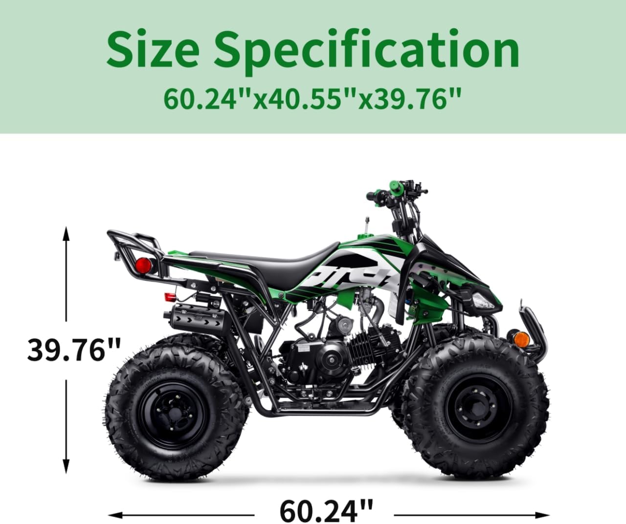 Automatic 125cc ATV with Reverse – Utility ATV Four Wheeler Gas Powered 4 Wheeler Quad with Headlights - Big 19"/18"Tires (Green, Fully Assembled)