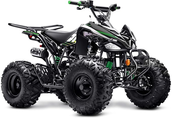 Automatic 125cc ATV with Reverse – Utility ATV Four Wheeler Gas Powered 4 Wheeler Quad with Headlights - Big 19"/18"Tires (Green, Fully Assembled)