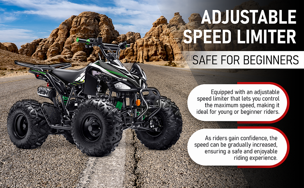 Automatic 125cc ATV with Reverse – Utility ATV Four Wheeler Gas Powered 4 Wheeler Quad with Headlights - Big 19"/18"Tires (Green, Fully Assembled)