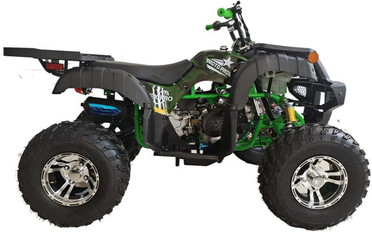 X-PRO 200 Utility ATV with Automatic Transmission w/Reverse, LED Headlight, Big 23"/22" Aluminium Rim Wheels! (Factory Package, Green Camo)