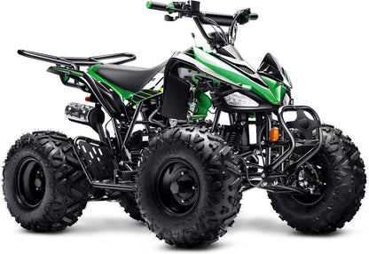 Automatic 125cc ATV with Reverse – Utility ATV Four Wheeler Gas Powered 4 Wheeler Quad with Headlights - Big 19"/18"Tires (Green, Fully Assembled)