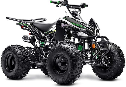 Automatic 125cc ATV with Reverse – Utility ATV Four Wheeler Gas Powered 4 Wheeler Quad with Headlights - Big 19"/18"Tires (Green, Fully Assembled)
